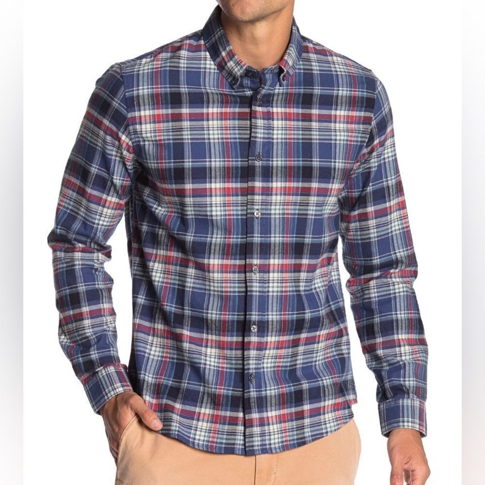 Slate & Stone Men's Long Sleeve Dean Plaid Flannel Shirt Button Down Collar LG - Picture 1 of 7